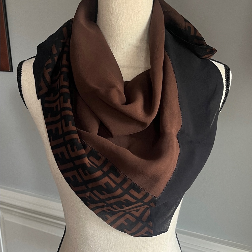 Fendi Silk Sheer Scarf Wrap 32.5” x 32.5”